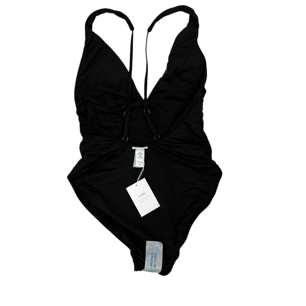 NEW Andie Sardinia One Piece Swimsuit  Size M Black Plunge V-Neck Adjustable - Picture 7 of 9